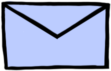 Drawing of a blue envelope.