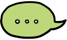 Drawing of a light green speech bubble.